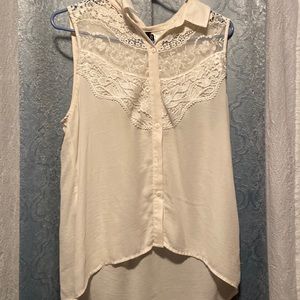 White egg shell button down shirt